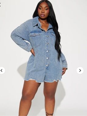 Fashion nova Denim Jumper Romper size 1X Farmcore western